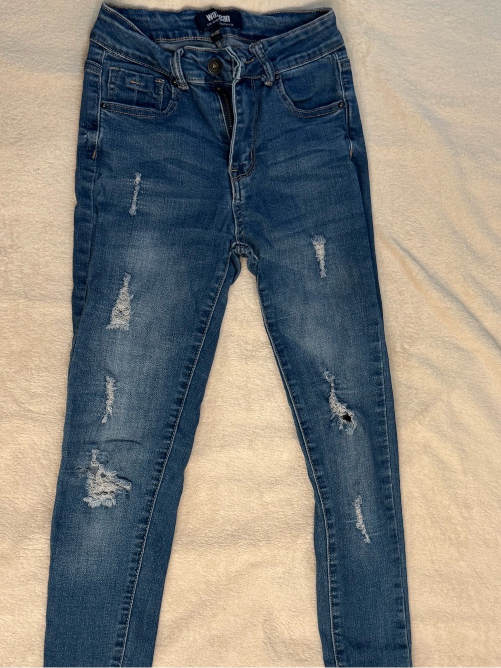 Wax Jean Distressed Ripped Skinny Jeans Medium Wash Size 1 blue